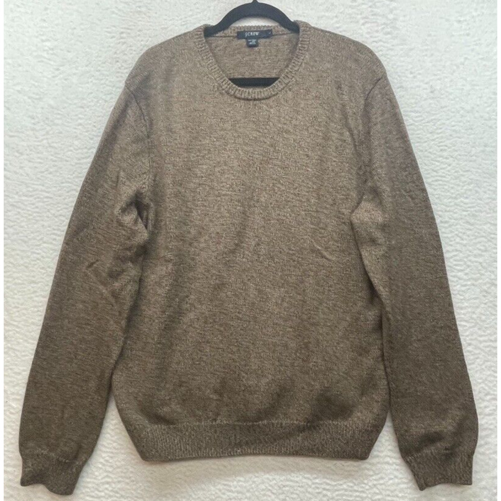 J Crew Sweater Mens Large Brown Vintage Merino Wool Pullover Knit Casual Cozy